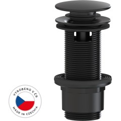 Umyvadlová výpusť - 5/4“ click-clack s přepadem - plast - 67/82mm - černá matná