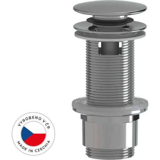 Umyvadlová výpusť - 5/4“ click-clack s přepadem - plast - 67/82mm - chrom
