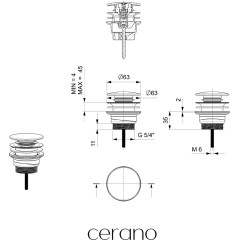 Umyvadlová výpusť - 5/4“ click-clack - univerzální - plast - bílá matná