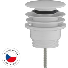 Umyvadlová výpusť - 5/4“ click-clack - univerzální - plast - bílá matná