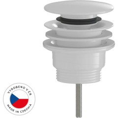 Umyvadlová výpusť - 5/4“ click-clack - univerzální - plast - bílá lesklá
