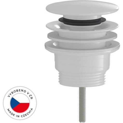 Umyvadlová výpusť - 5/4“ click-clack - univerzální - plast - bílá lesklá