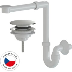 Sifon Umyvadlový/nábytkový, místošetřící /extra nízký - plast - výpusť click-clack univerzální nerez -  DN32/250-700 mm - bílá