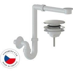 Sifon Umyvadlový/nábytkový, místošetřící /extra nízký - plast - výpusť click-clack univerzální nerez -  DN32/250-700 mm - bílá