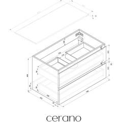 Koupelnová skříňka Carole - betonově šedá + deska pod umyvadlo z lit. mramoru Elanys - 12 mm - bílá matná - 80x49,2x46 cm