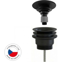 Umyvadlová výpusť - 5/4“ click-clack - univerzální - neuzavíratelná - plast - černá matná