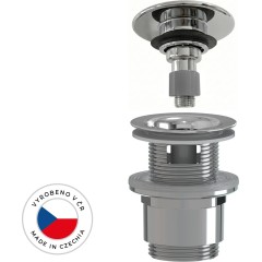 Umyvadlová výpusť - 5/4“ click-clack s přepadem - neuzavíratelná - plast - 35/50mm - chrom