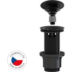 Umyvadlová výpusť - 5/4“ click-clack s přepadem - neuzavíratelná - plast - 67/82mm - černá matná