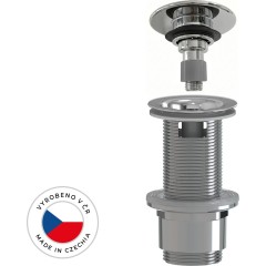 Umyvadlová výpusť - 5/4“ click-clack s přepadem - neuzavíratelná - plast - 67/82mm - chrom