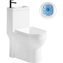 WC set kombi s umývátkem Hygisink, Rimless + UF sedátko - spodní/zadní odpad - bílá lesklá + baterie Tiziana nízká - černá matná -  71,5x36 cm