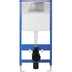 Kompletní podomítkový WC set Lite/Verde - černá matná - WC tlačítko Classic, tmavě šedá - předstěnová instalace/sádrokarton - 49x36 cm