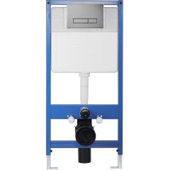 Kompletní podomítkový WC set Lite/Verde - černá lesklá - WC tlačítko Slim, tmavě šedá - předstěnová instalace/sádrokarton - 49x36 cm