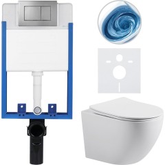 Kompletní podomítkový WC set Lite/Cesso - bílá lesklá - WC tlačítko Classic, tmavě šedá - k zazdění - 49x36 cm