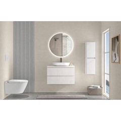 Koupelnová skříňka Carole + deska pod umyvadlo Navira Slim - 18 mm - bílá matná rýhovaná - 100x49,8x46 cm