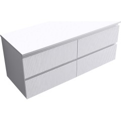 Koupelnová skříňka Carole + deska pod umyvadlo Navira Slim - 18 mm - bílá matná rýhovaná - 120x49,8x46 cm