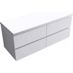 Koupelnová skříňka Carole + deska pod umyvadlo Navira Pro - 36 mm - bílá matná rýhovaná - 120x51,6x46 cm