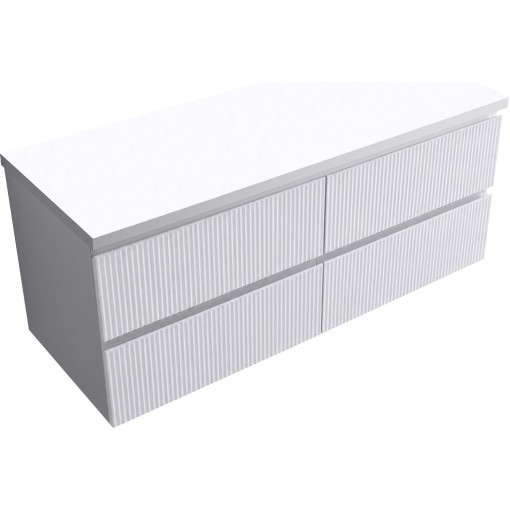 Koupelnová skříňka Carole + deska pod umyvadlo Navira Pro - 36 mm - bílá matná rýhovaná - 120x51,6x46 cm