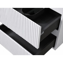 Koupelnová skříňka Carole + deska pod umyvadlo Navira Pro - 36 mm - bílá matná rýhovaná - 60x51,6x46 cm