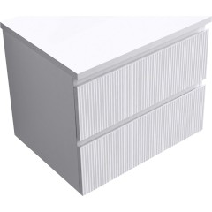 Koupelnová skříňka Carole + deska pod umyvadlo Navira Pro - 36 mm - bílá matná rýhovaná - 60x51,6x46 cm