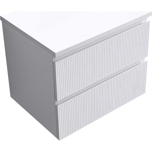 Koupelnová skříňka Carole + deska pod umyvadlo Navira Pro - 36 mm - bílá matná rýhovaná - 60x51,6x46 cm