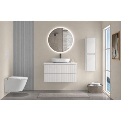 Koupelnová skříňka Carole + deska pod umyvadlo Navira Pro - 36 mm - bílá matná rýhovaná - 80x51,6x46 cm