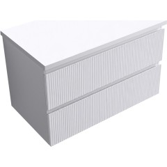 Koupelnová skříňka Carole + deska pod umyvadlo Navira Pro - 36 mm - bílá matná rýhovaná - 80x51,6x46 cm