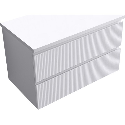 Koupelnová skříňka Carole + deska pod umyvadlo Navira Pro - 36 mm - bílá matná rýhovaná - 80x51,6x46 cm