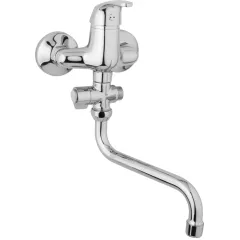 JB Sanitary Nástěnná umyvadlová a sprchová baterie SLIM, rozteč 100 mm, otočný přepínač, bez příslušenství, trubkové ramínko 200 mm A10 32 30