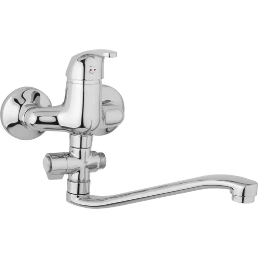 JB Sanitary Nástěnná umyvadlová a sprchová baterie SLIM, rozteč 100 mm, otočný přepínač, bez příslušenství, S ramínko 300 mm A10 32 40