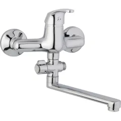 JB Sanitary Nástěnná umyvadlová a sprchová baterie SLIM, rozteč 150 mm, otočný přepínač, bez příslušenství, ramínko 200 mm A10 37 00