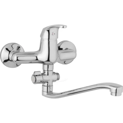 JB Sanitary Nástěnná umyvadlová a sprchová baterie SLIM, rozteč 150 mm, otočný přepínač, bez příslušenství, S ramínko 300 mm A10 37 40