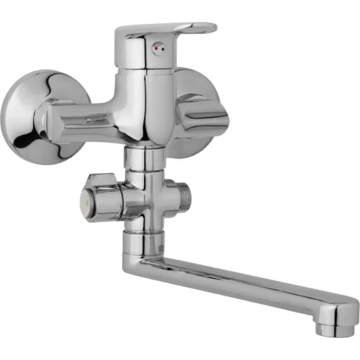 JB Sanitary Nástěnná umyvadlová a sprchová baterie FINERY, rozteč 100 mm, otočný přepínač, bez příslušenství, ramínko 300 mm F10 32 10