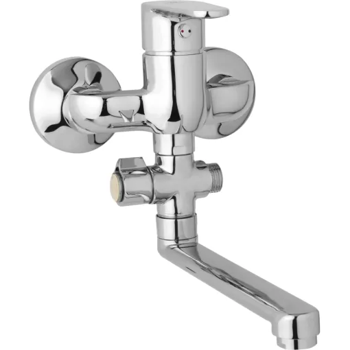 JB Sanitary Nástěnná umyvadlová a sprchová baterie TIRA, rozteč 100 mm, otočný přepínač, bez příslušenství, ramínko 200 mm D10 32 00