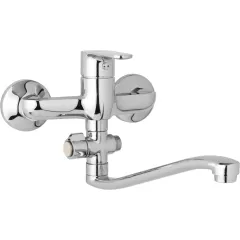 JB Sanitary Nástěnná umyvadlová a sprchová baterie TIRA, rozteč 150 mm, otočný přepínač, bez příslušenství, S ramínko 250 mm D10 37 20