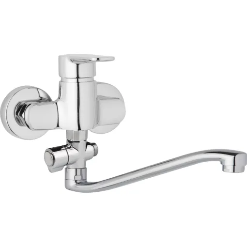 JB Sanitary Nástěnná umyvadlová a sprchová baterie MIRAM, rozteč 100 mm, otočný přepínač, bez příslušenství, S ramínko 250 mm M10 32 20