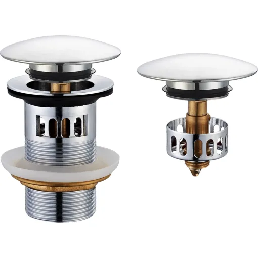 JB Sanitary Umyvadlová výpusť 5/4" s přepadem, velká zátka, chrom VK03