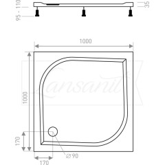 Sprchová vanička čtvercová EX 1000x1000 mm, bez nožiček
