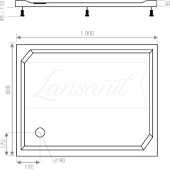 Sprchová vanička obdélníková EX 800x1000 mm, bez nožiček