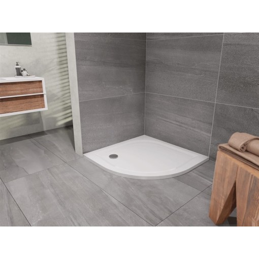 Sprchová vanička čtvrtkruhová EX 900x900 mm, R550, bez nožiček, sifon vlevo