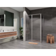 Sprchový kout obdélník otevírací s pevným segmentem Tadao 1000x800, chrom, čiré sklo