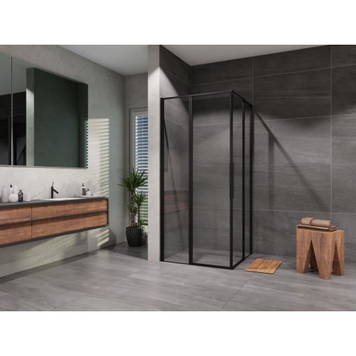 Sprchový kout čtverec Tadao 900x900, černá, čiré sklo