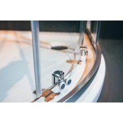 Sprchový kout čtvrtkruh Vati 900x900, chrom, čiré sklo, včetně vaničky, levý odpad