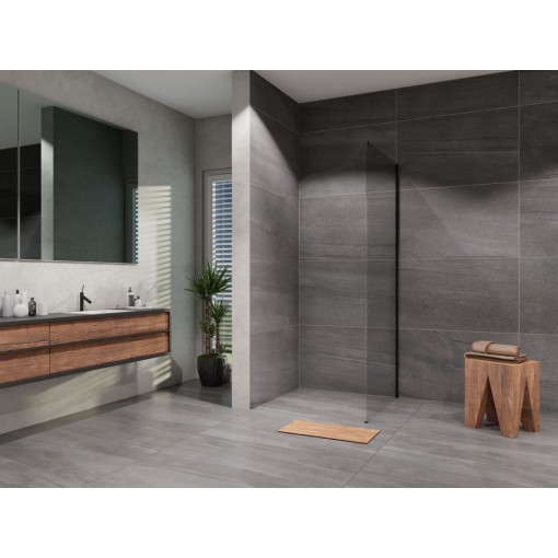 Boční stěna Alvaro 800, černá, čiré sklo