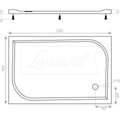 Sprchový kout obdélník Vati 1200x800, chrom, čiré sklo, včetně vaničky
