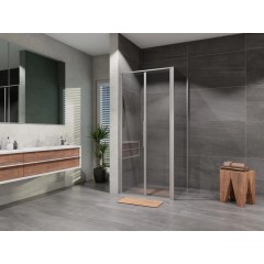 Sprchový kout obdélník otevírací dvoukřídlý Tadao 900x800, chrom, čiré sklo