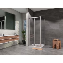 Sprchový kout obdélník shrnovací Elisa 800x1000, chrom, čiré sklo