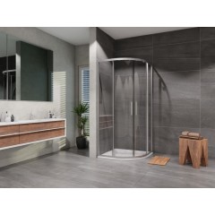 Sprchový kout čtvrtkruh Vati 900x900, chrom, matné sklo, včetně vaničky, levý odpad