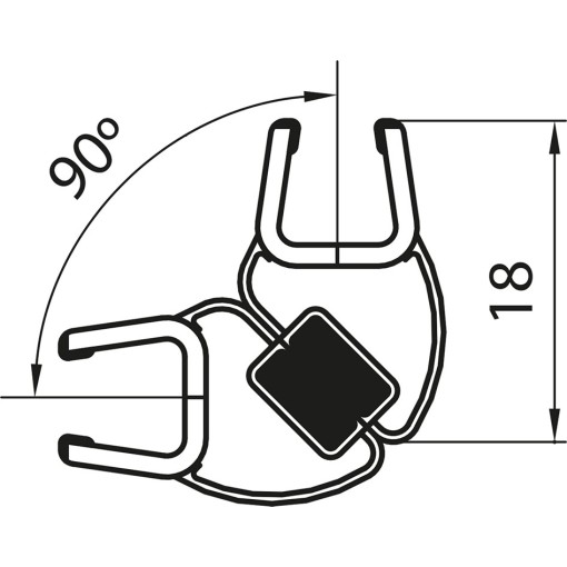 SanSwiss CADURA, TOP-LINE S, TOP-LINE Svislé magnetické těsnění 90° pro 6 mm sklo, pár 42352.KD.2000