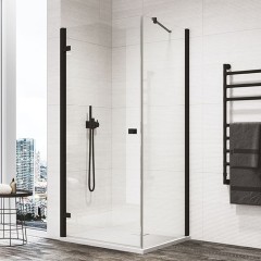 SanSwiss ANNEA Black Boční stěna v 90° s L-kováním pro dveře s L-kováním ANTW07000607