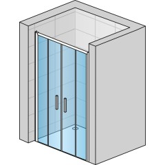 SanSwiss TOP-LINE S Dvoudílné posuvné dveře s 2 pevnými stěnami v rovině TLS41200130